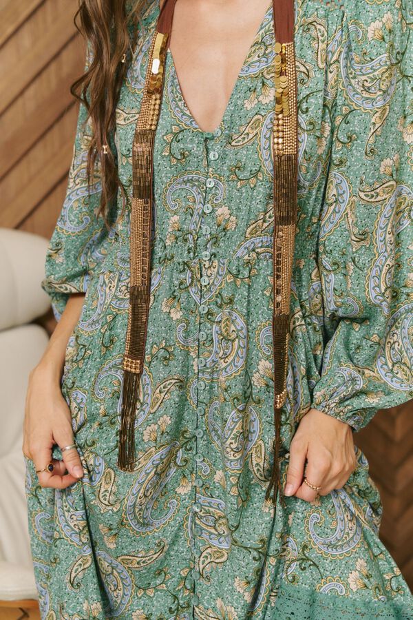 Jaase Vestido maxi Carmen Estampado verde