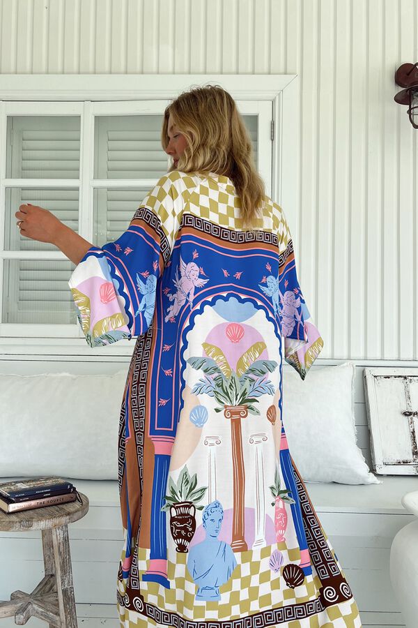 Jaase Vestido largo kaft&aacute;n Multicolor