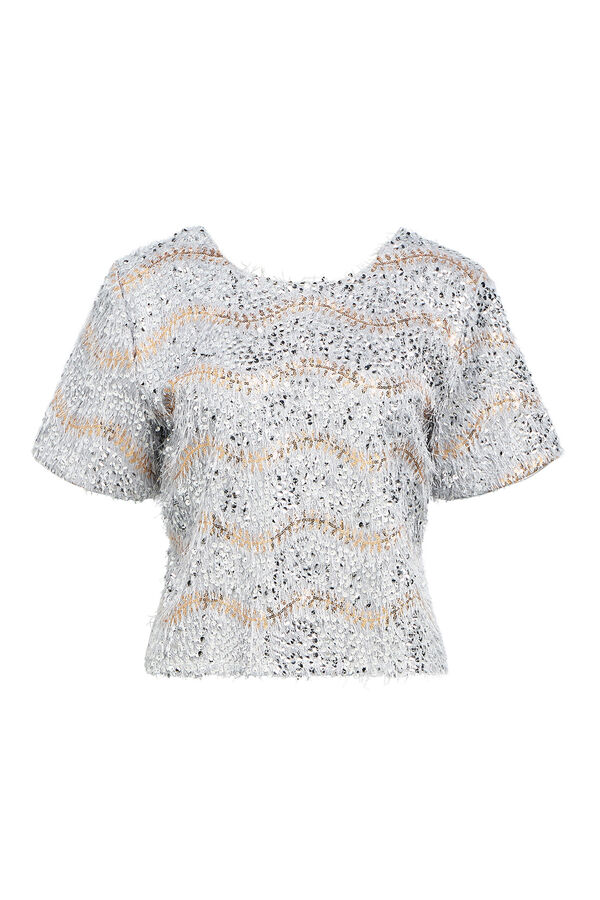 Object Top lentejuelas y flecos Gris