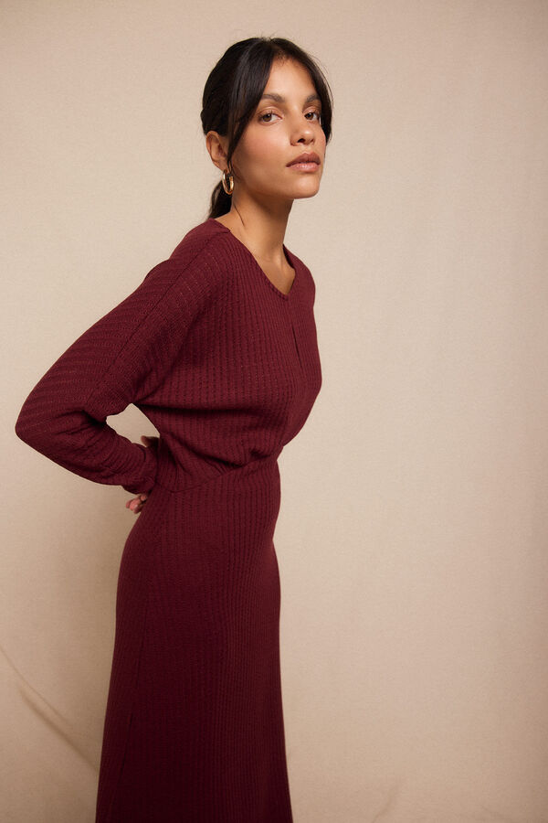 Slowlove Vestido estructura manga murciélago Granate