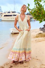 Jaase Vestido largo Carmen Estampado verde