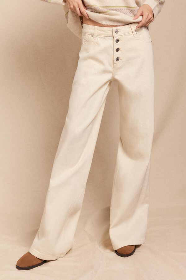 Slowlove Jeans wide buttons Marfil