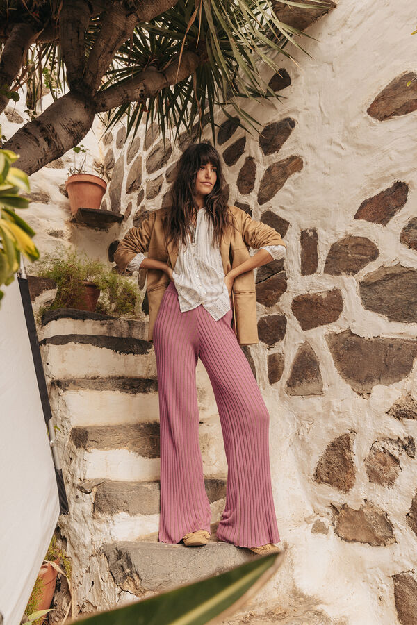 Slowlove Pantal&oacute;n de punto canal&eacute; Fucsia