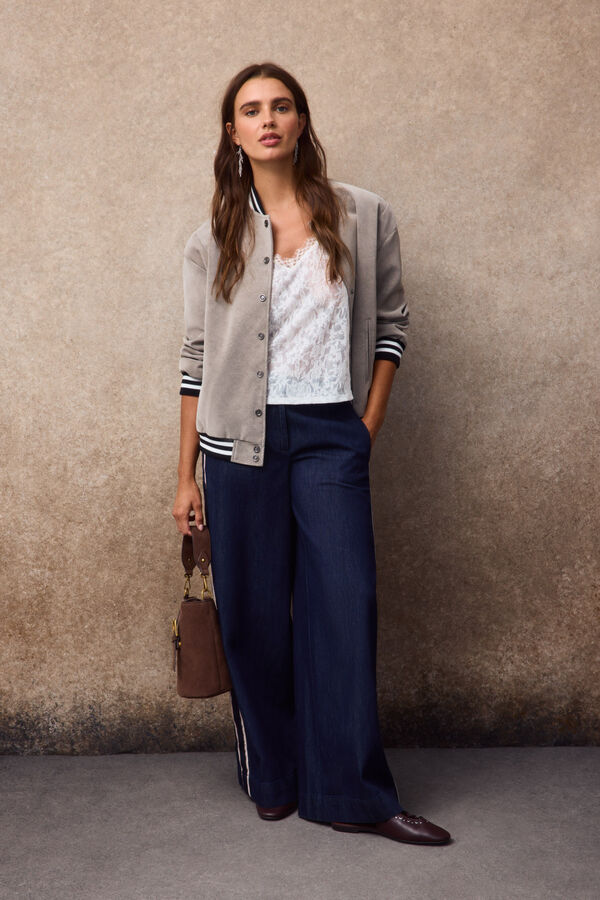 Slowlove Cazadora bomber efecto piel Marfil