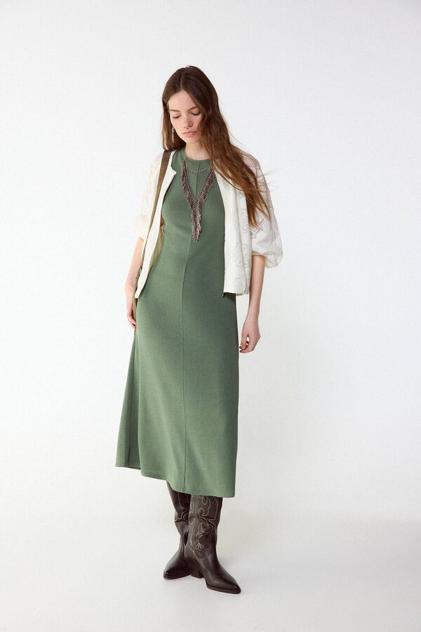Slowlove Vestido b&aacute;sico estructura Kaki
