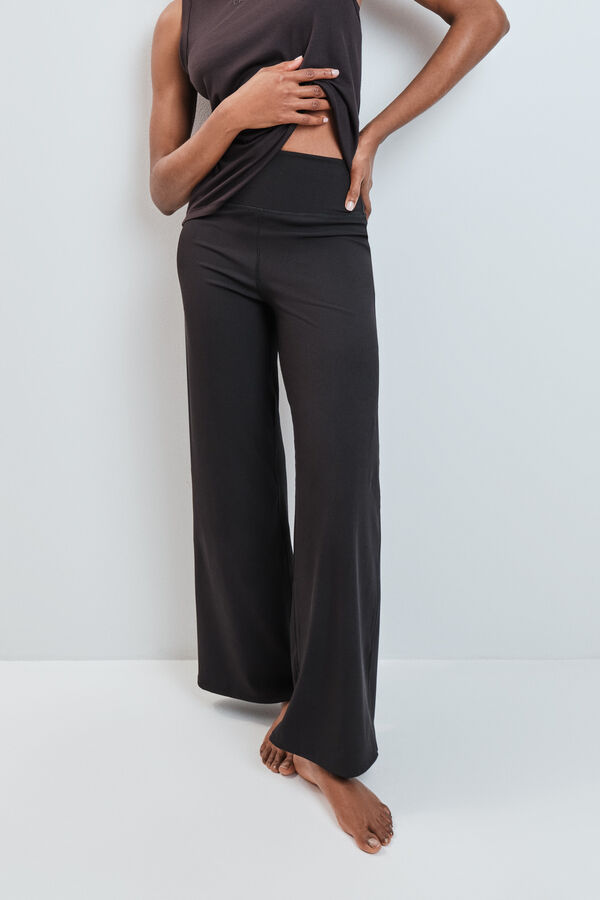 Dash and Stars Pantal&oacute;n largo palazzo rib negro negro