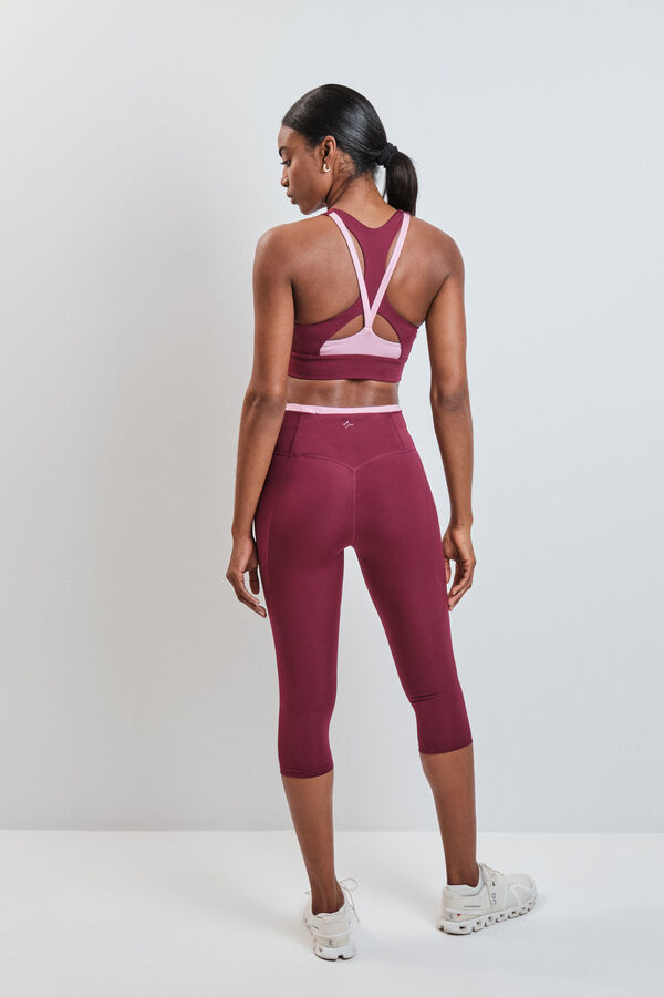 Dash and Stars Leggings pirata burdeos 4D STRETCH rojo