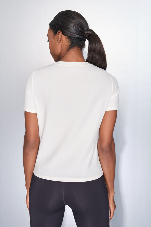 Dash and Stars Camiseta manga corta blanco drapeado  beige