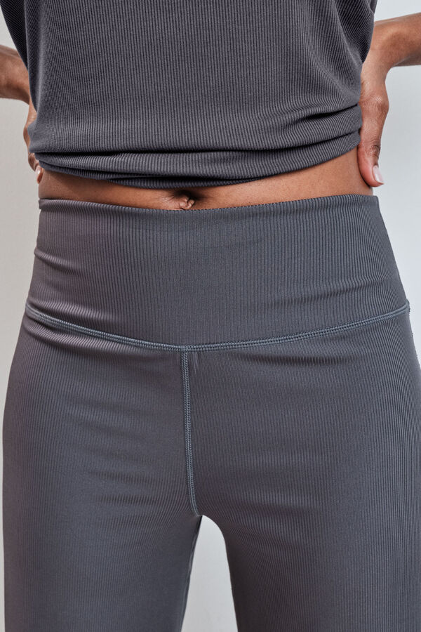 Dash and Stars Pantal&oacute;n largo palazzo rib gris gris