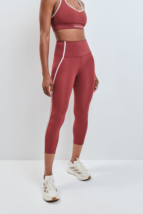 Dash and Stars Leggings crop 4D STRETCH burgundy rojo