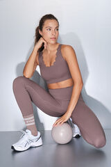 Dash and Stars Leggings COMPRESSIVE largo marr&oacute;n nude