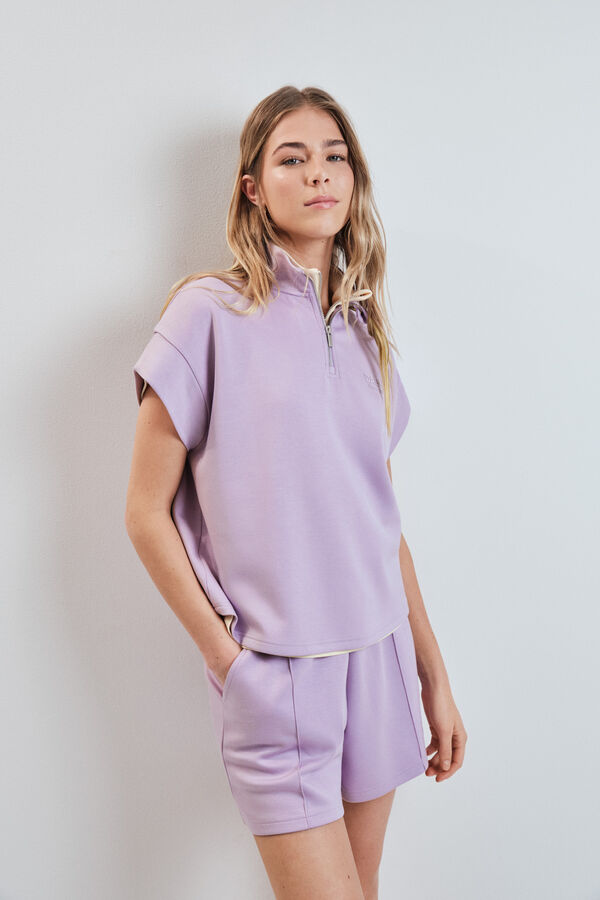 Dash and Stars Pantal&oacute;n corto ancho viscosa suave rosa morado/lila