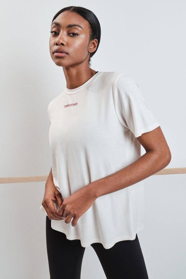 Dash and Stars Camiseta manga corta modal blanca beige