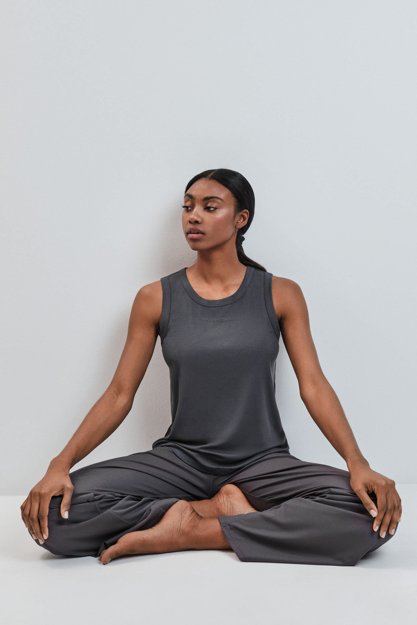 Dash and Stars Camiseta sin mangas rib gris