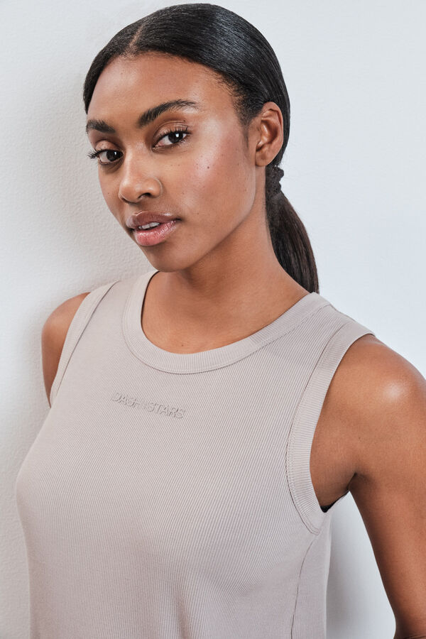 Dash and Stars Camiseta sin mangas rib beige nude