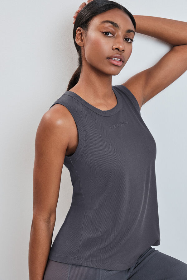 Dash and Stars Camiseta sin mangas rib gris gris