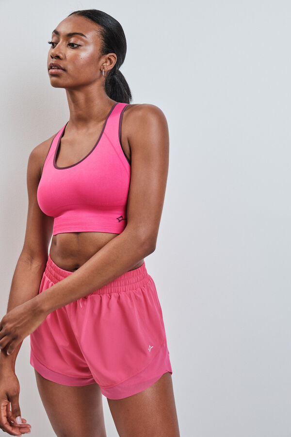Dash and Stars Sujetador deportivo 4D Stretch reversible rosa rosa