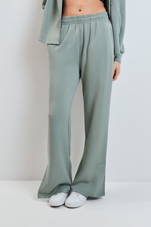 Dash and Stars Pantal&oacute;n largo ancho viscosa suave verde verde
