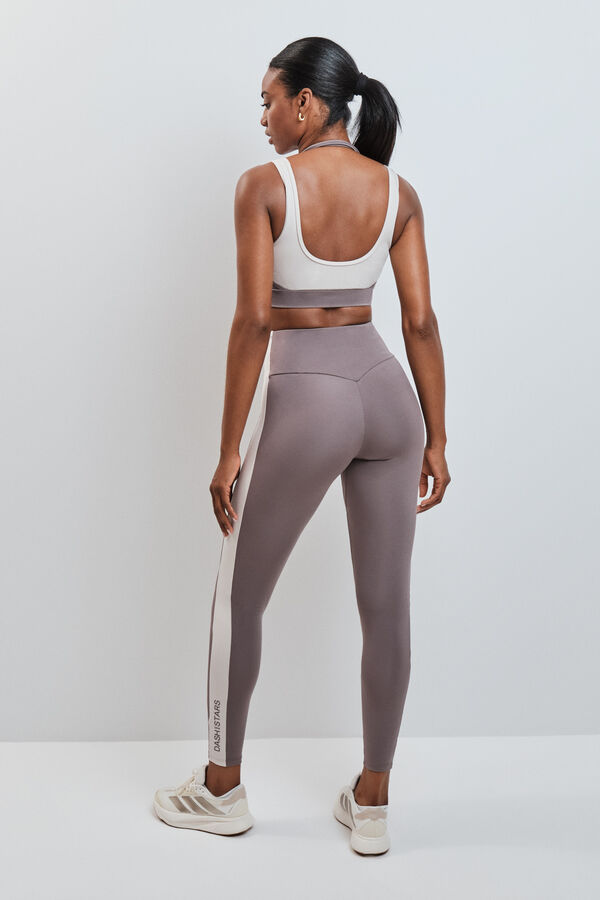 Dash and Stars Leggings largos 4D STRETCH contraste marr&oacute;n nude