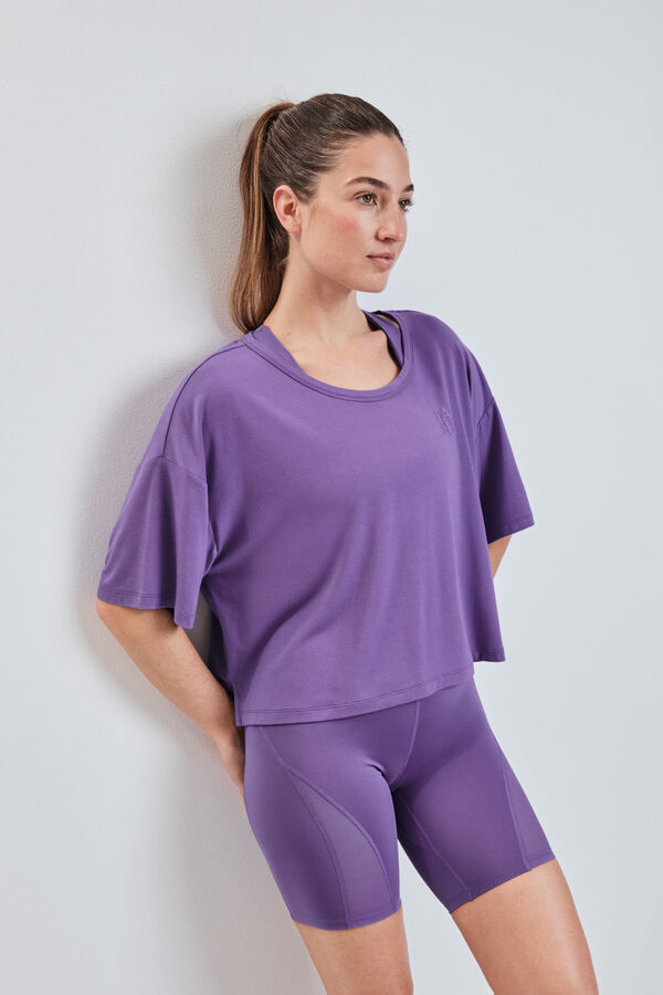 Dash and Stars Camiseta manga corta extra suave morada rosa