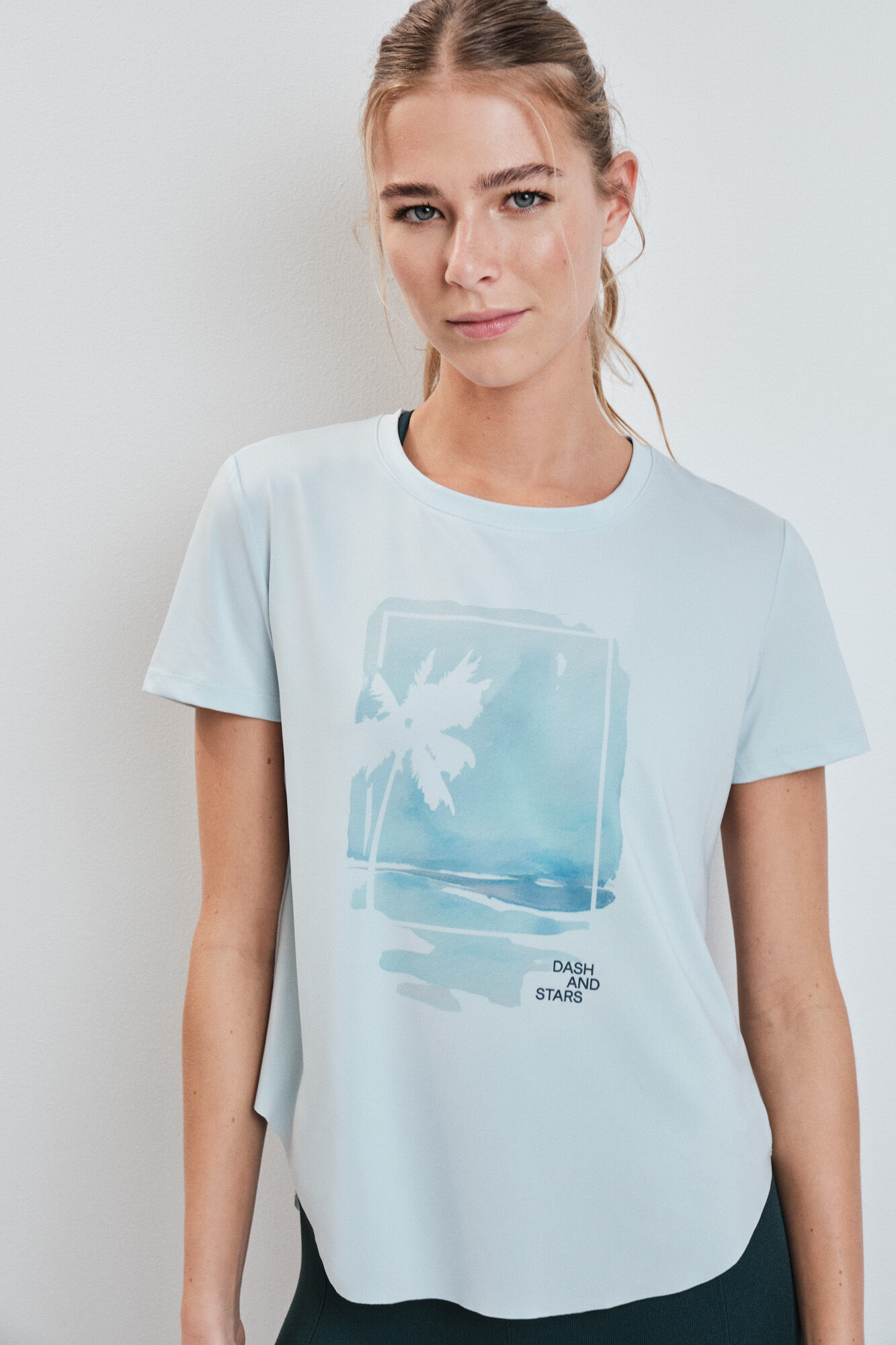 Dash and Stars Camiseta manga corta panel mesh azul