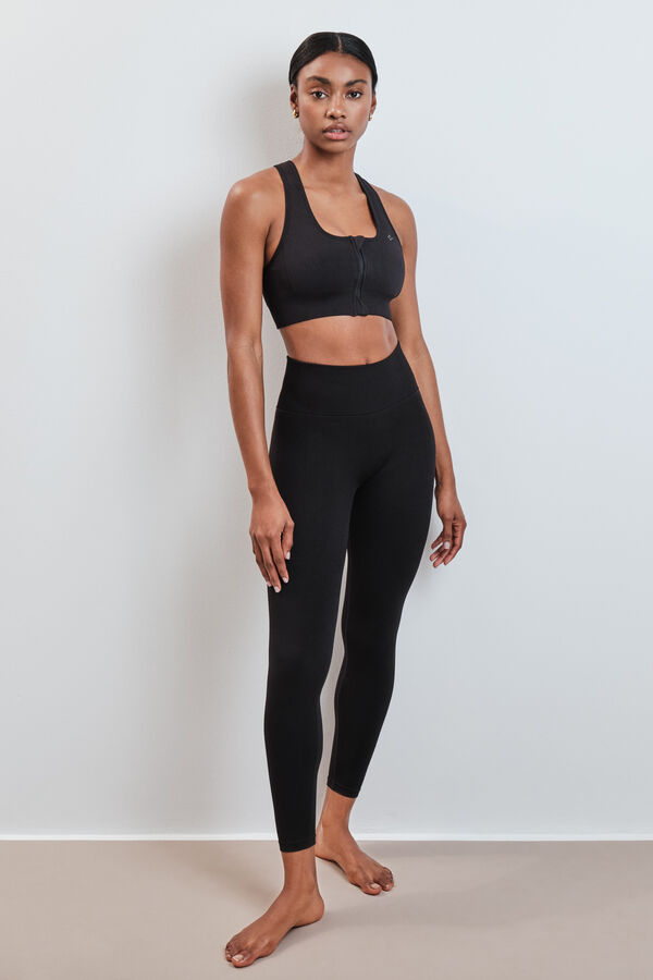 Dash and Stars Sujetador deportivo negro cremallera central SEAMLESS FIT negro