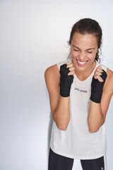 Dash and Stars Camiseta halter sin mangas algod&oacute;n blanca beige