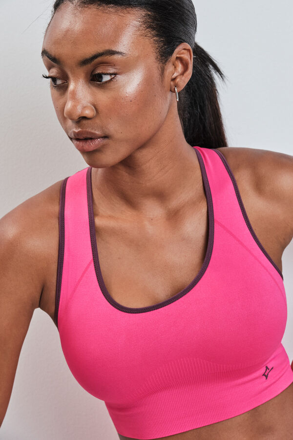 Dash and Stars Sujetador deportivo 4D Stretch reversible rosa rosa