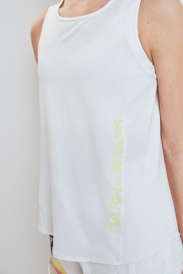 Dash and Stars Camiseta t&eacute;cnica halter sin mangas blanca blanco