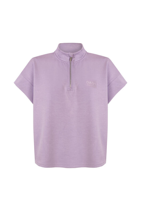 Dash and Stars Sudadera manga corta viscosa suave rosa morado/lila