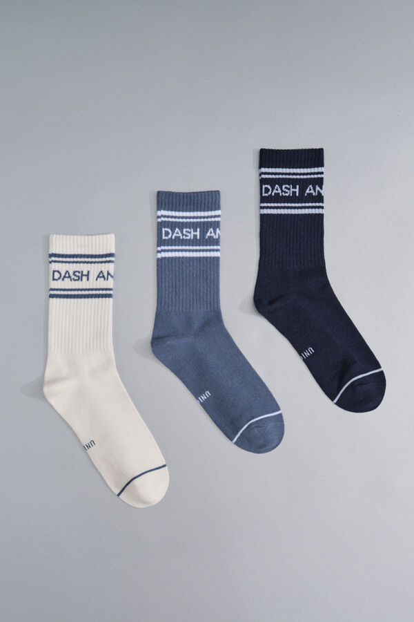 Dash and Stars Pack 3 calcetines algod&oacute;n logo azul
