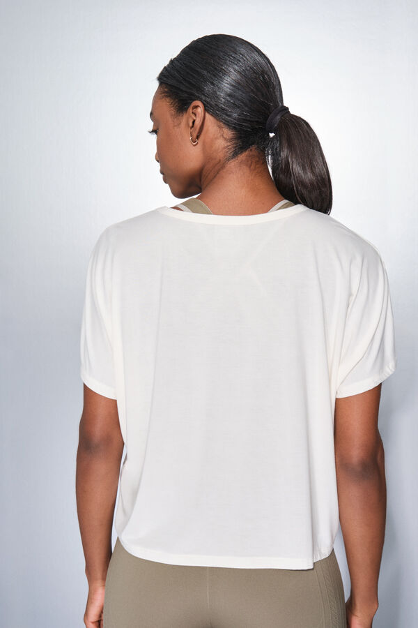 Dash and Stars Camiseta manga corta boxy blanco beige