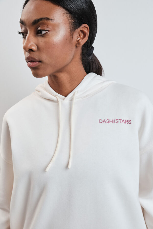 Dash and Stars Sudadera felpa algod&oacute;n blanco beige