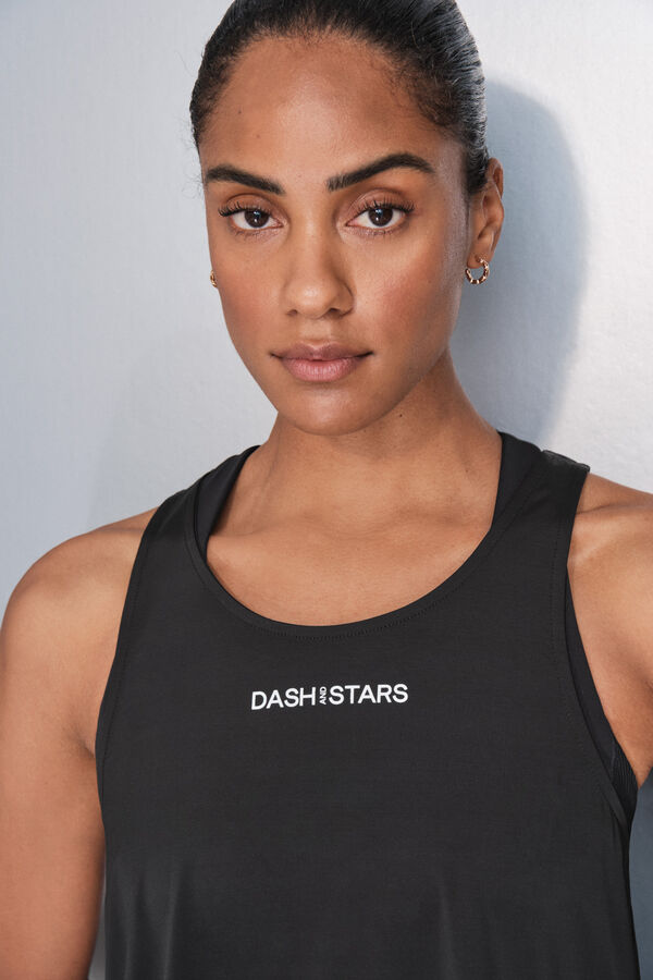 Dash and Stars Camiseta halter asim&eacute;trica negro negro