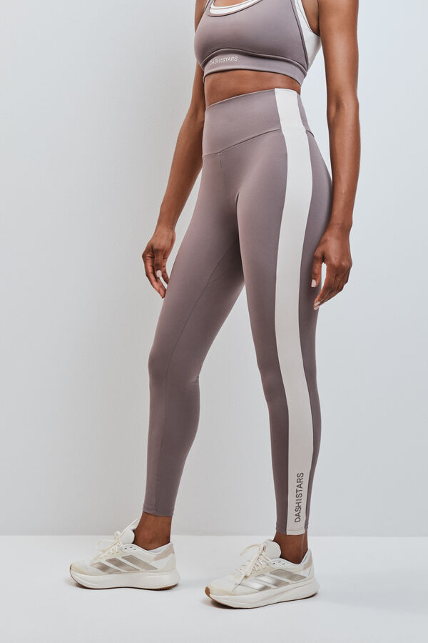 Dash and Stars Leggings largos 4D STRETCH contraste marr&oacute;n nude