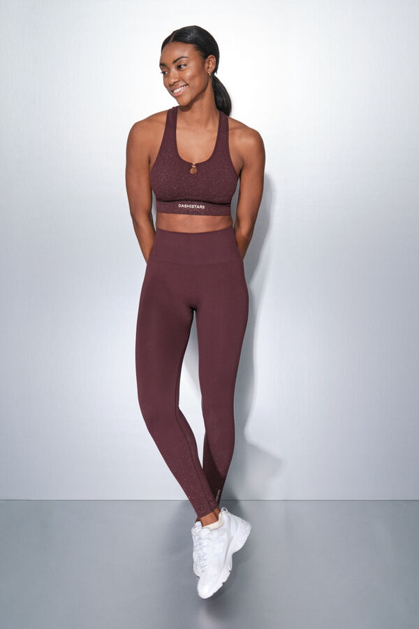 Dash and Stars Leggings SEAMLESS COMFORT morado burdeos