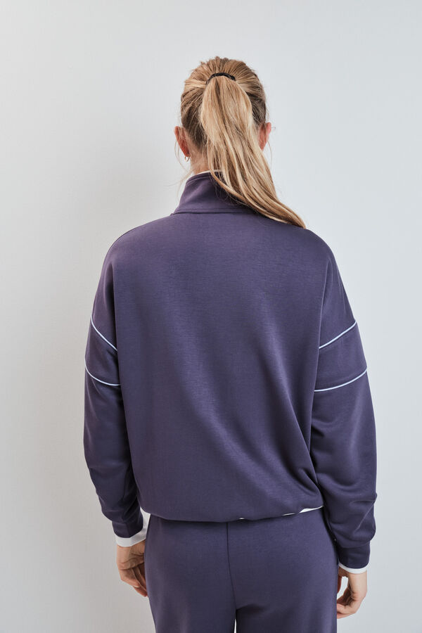 Dash and Stars Sudadera cuello alto cremallera azul gris