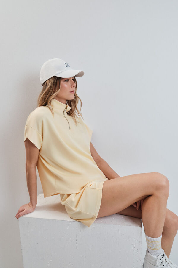 Dash and Stars Sudadera manga corta viscosa suave amarilla estampado