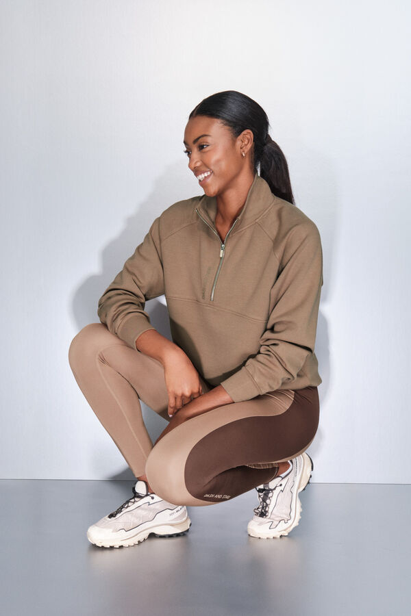 Dash and Stars Leggings 4D STRETCH color block nude