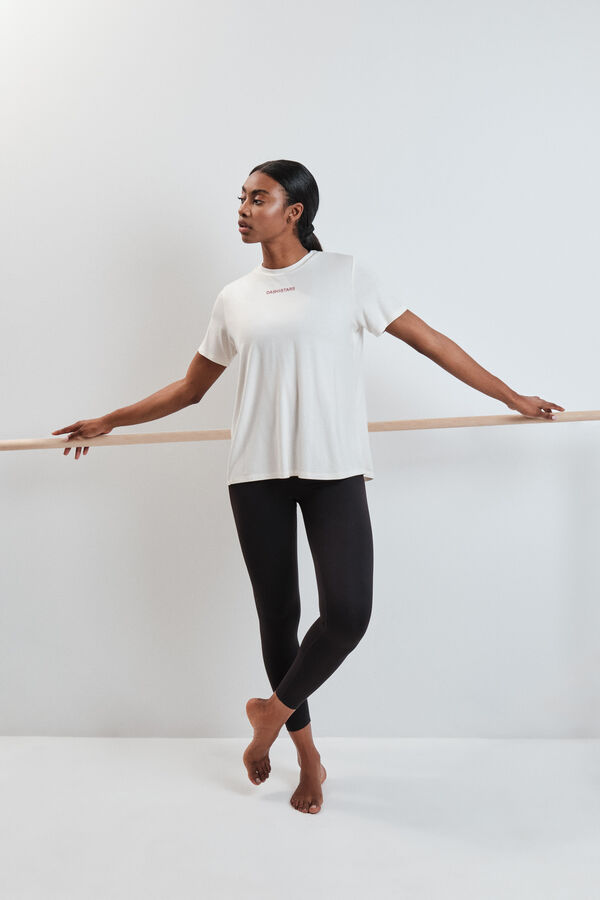 Dash and Stars Camiseta manga corta modal blanca beige