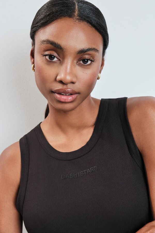 Dash and Stars Camiseta sin mangas rib negra negro
