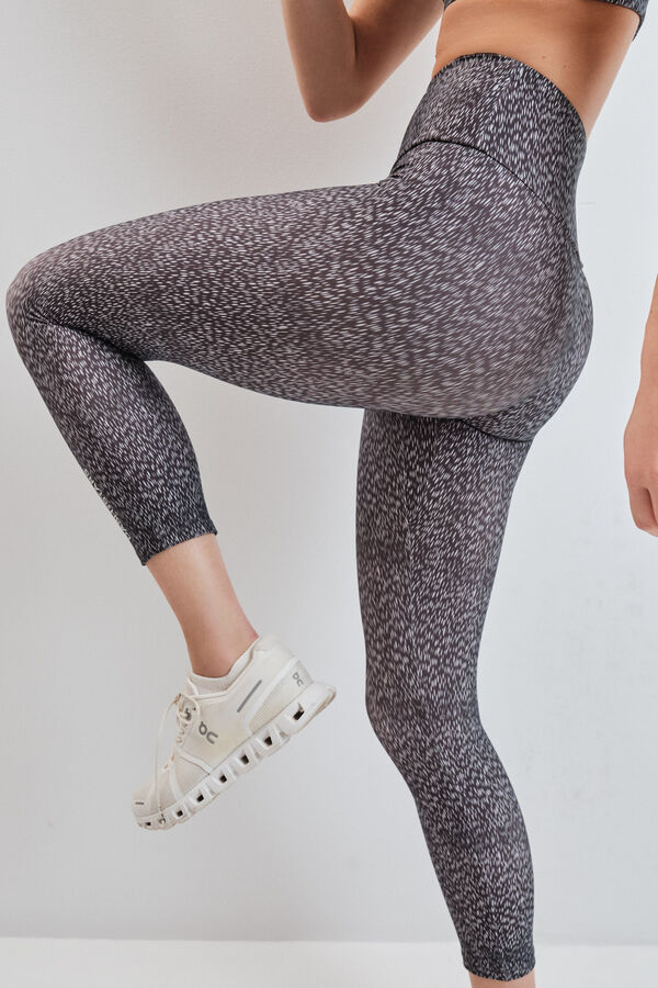 Dash and Stars Leggings 4D STRETCH crop estampado bitonal negro