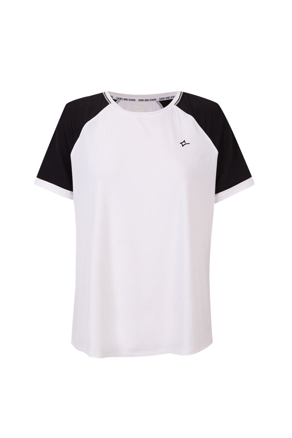 Dash and Stars Camiseta manga corta blanca contraste beige