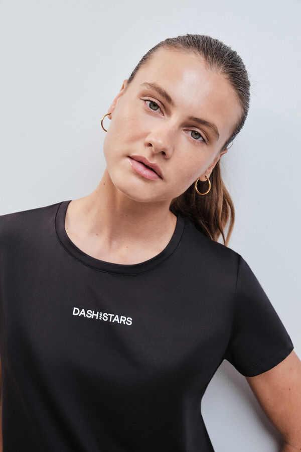 Dash and Stars Camiseta t&eacute;cnica manga corta negro negro