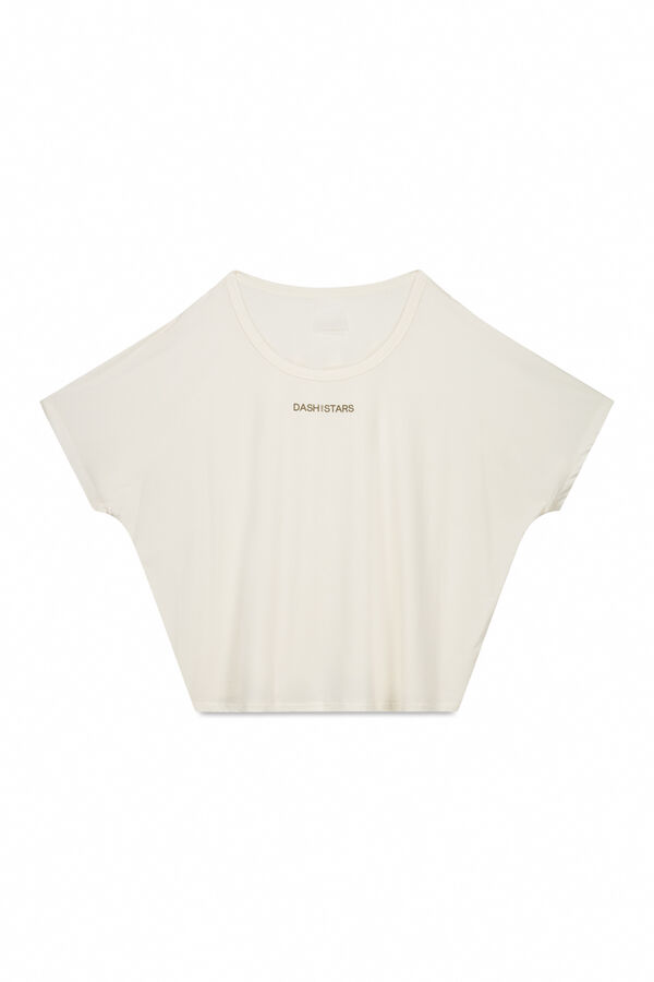 Dash and Stars Camiseta manga corta boxy blanco beige