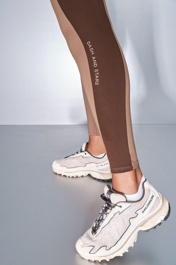 Dash and Stars Leggings 4D STRETCH color block nude
