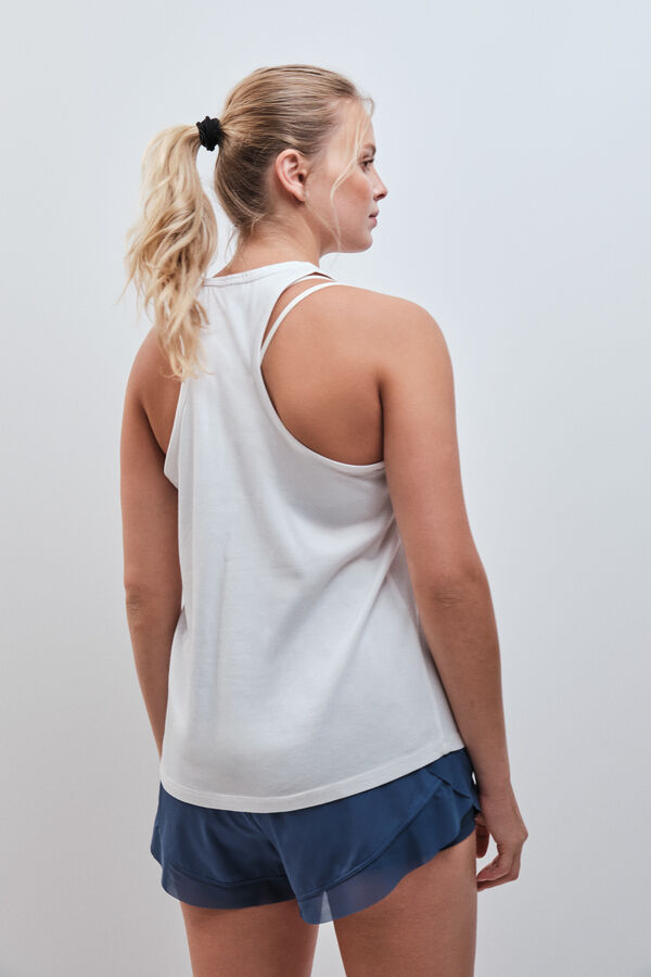 Dash and Stars Camiseta sin mangas algod&oacute;n blanco beige