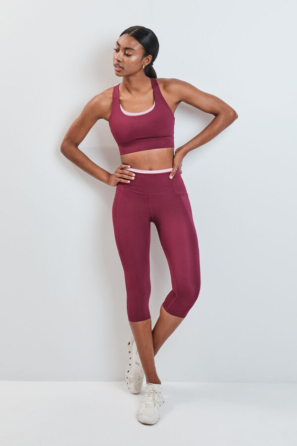 Dash and Stars Leggings pirata burdeos 4D STRETCH rojo