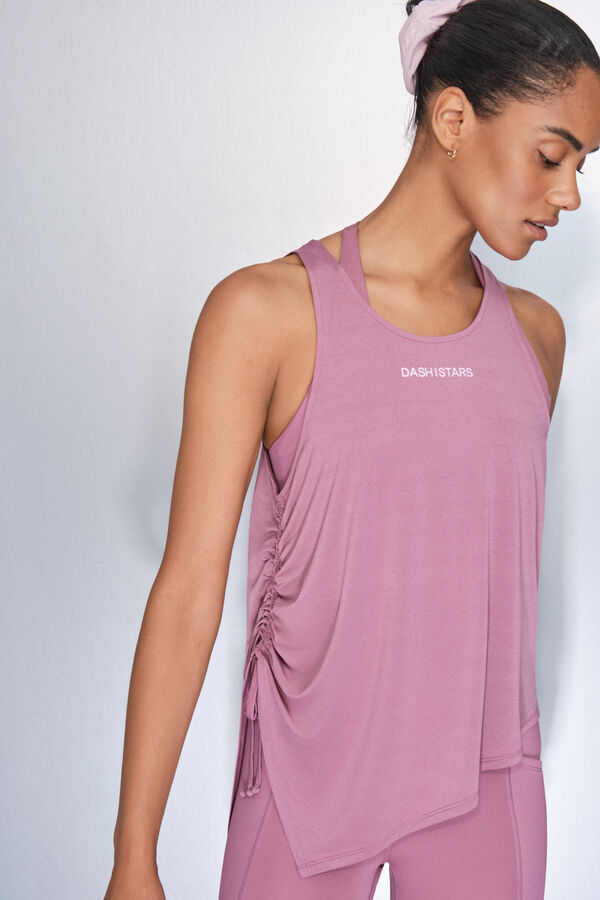 Dash and Stars Camiseta halter asim&eacute;trica rosa rosa