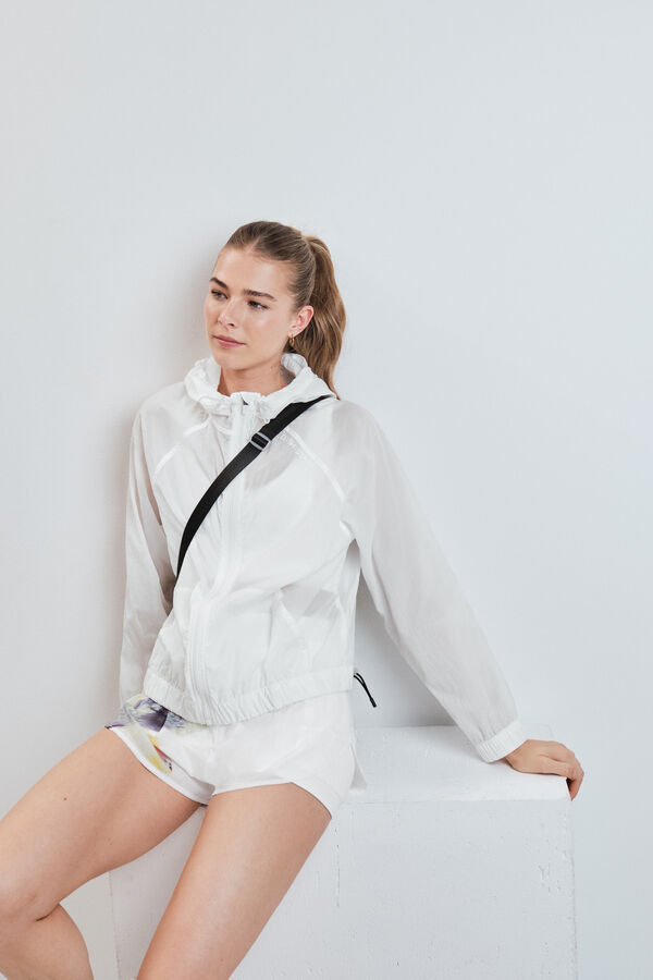 Dash and Stars Chaqueta cortavientos capucha blanca blanco